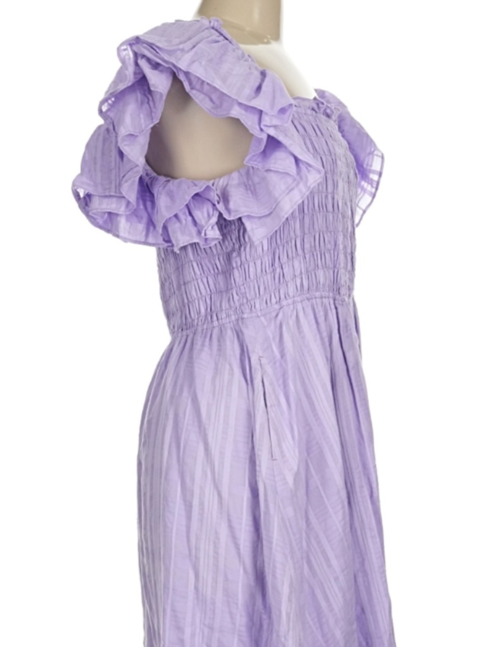 Banana Republic Smocked Ruffle Midi Dress - Lavender - M - Picture 5 of 10